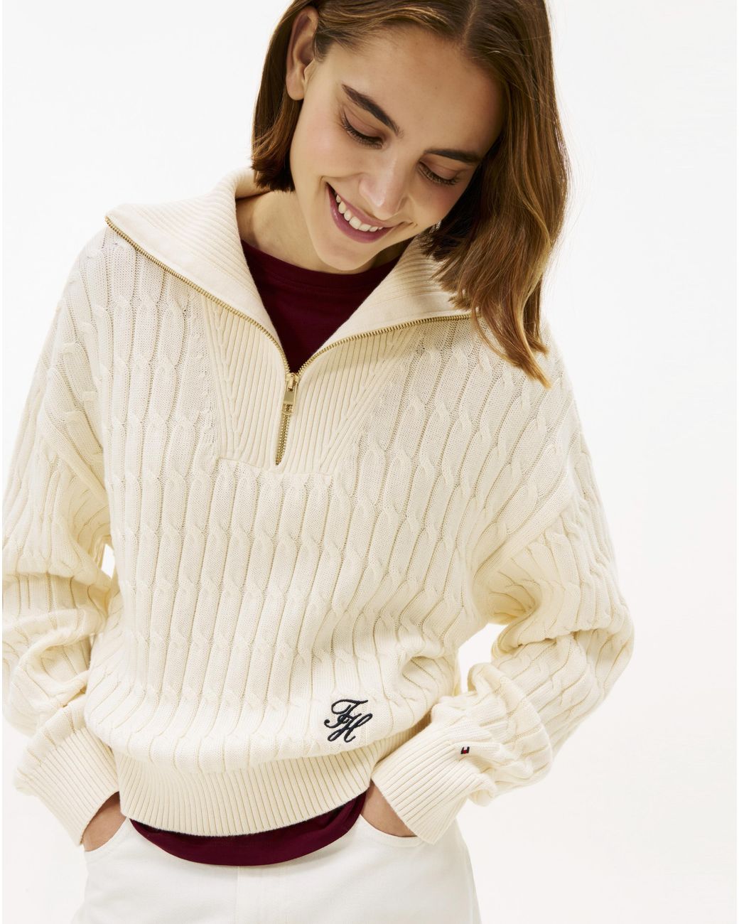Tommy Hilfiger Natural Cable Zip Hoodie