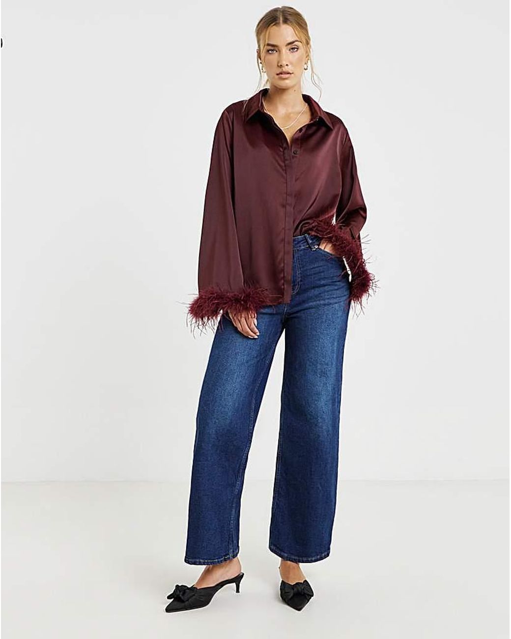 Lovedrobe Red Satin Feather Shirt