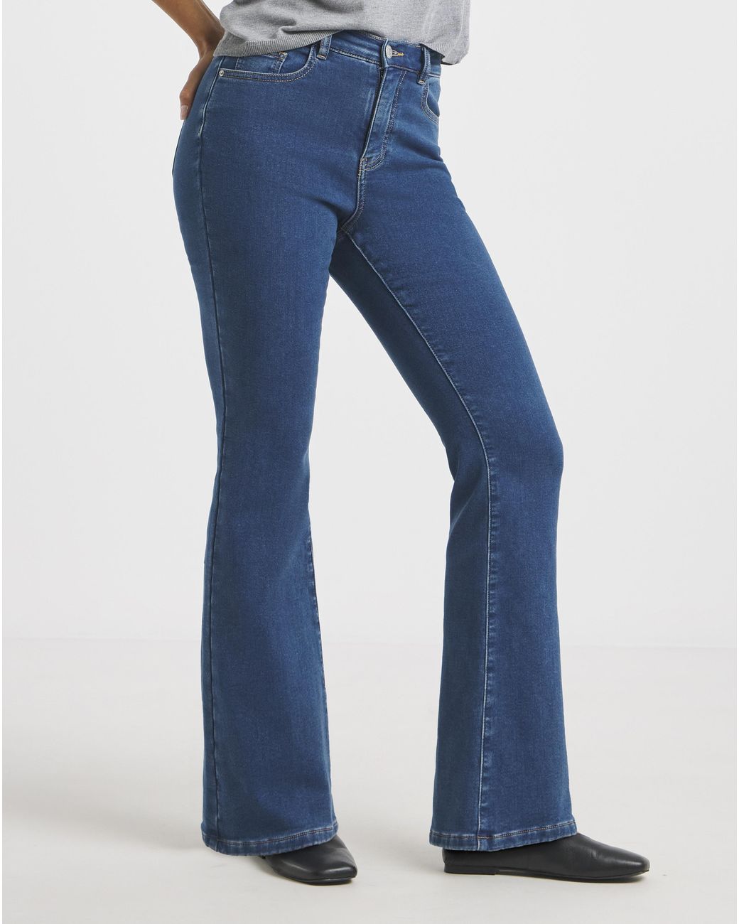 Simply Be Blue Fleece Lined Cosy Flare Leg Jeans