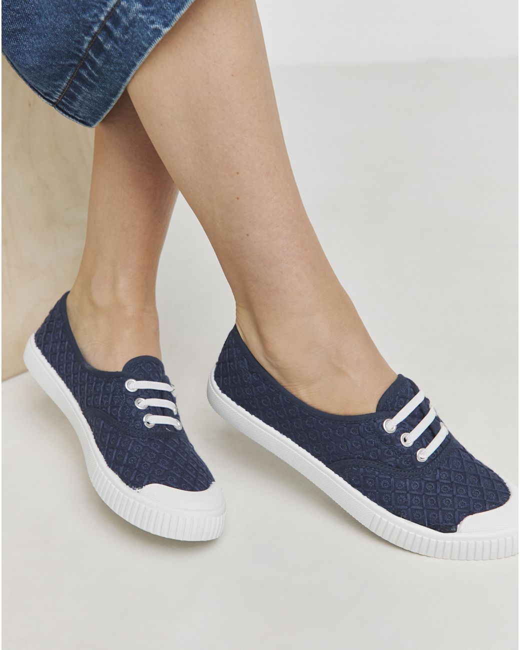 Simply Be Blue Lace Up Plimsole Standard Fit