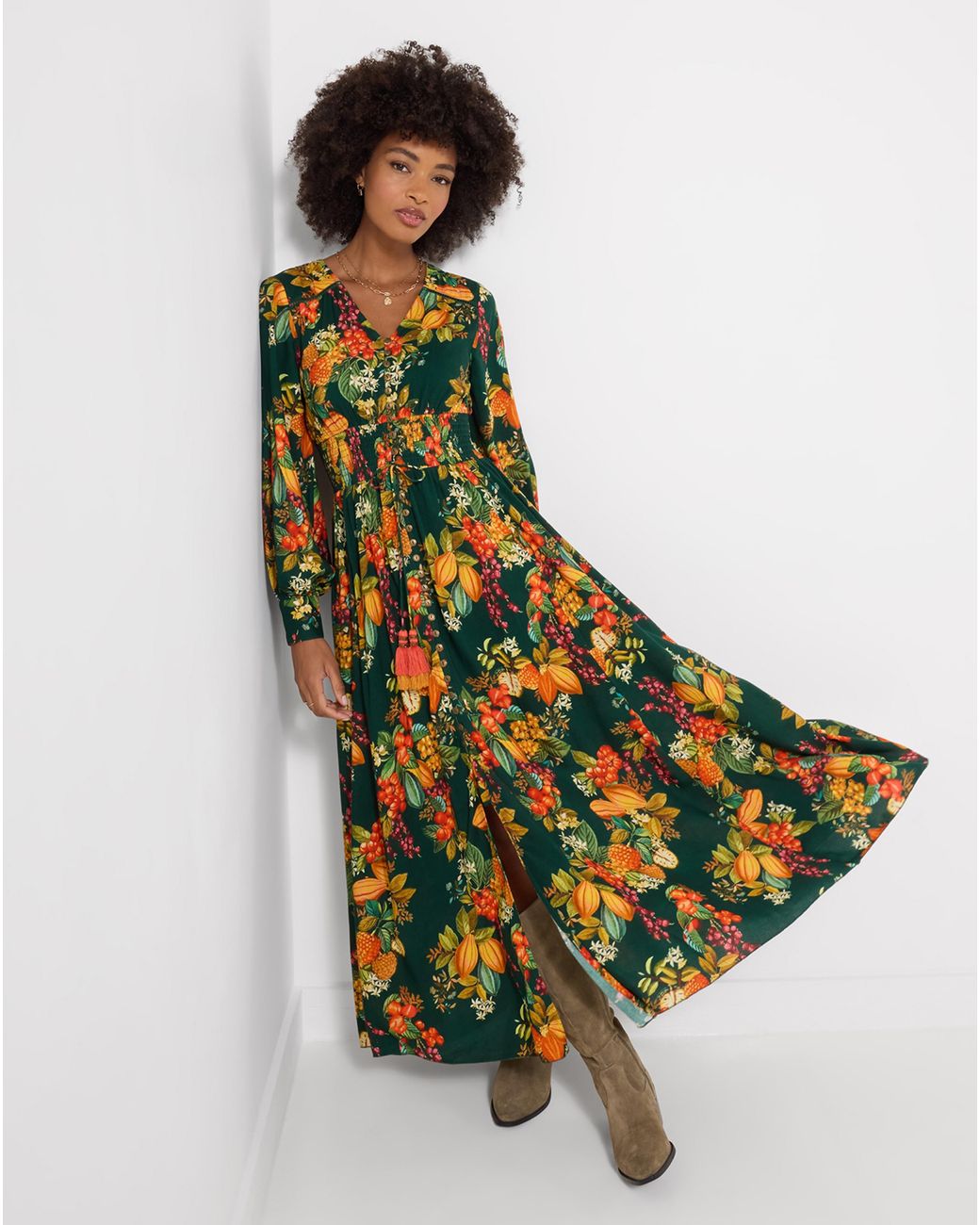 Joe Browns Green Petite Fruity Maxi Dress