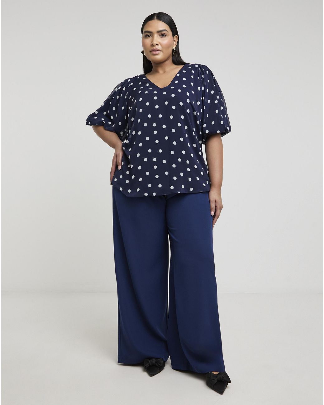 Joanna Hope Blue Wide Leg Trousers