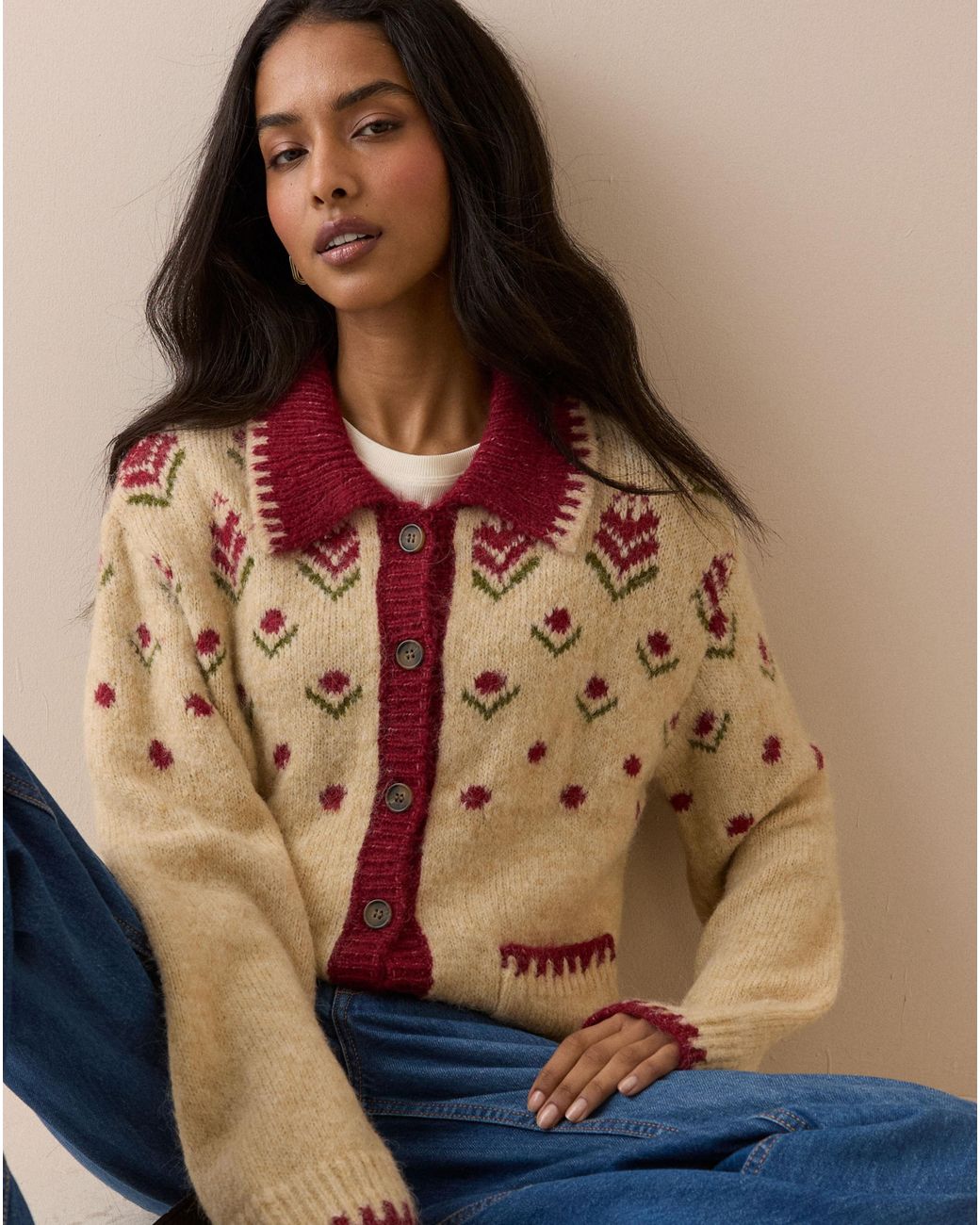 Nobody's Child Brown Ditsy Collar Jacket