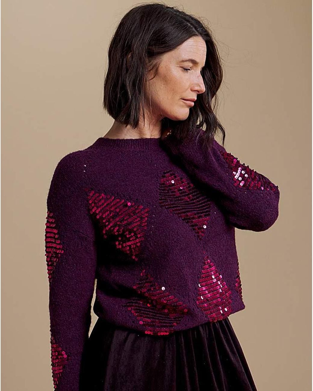 Julipa Purple Sequin Knitted Jumper
