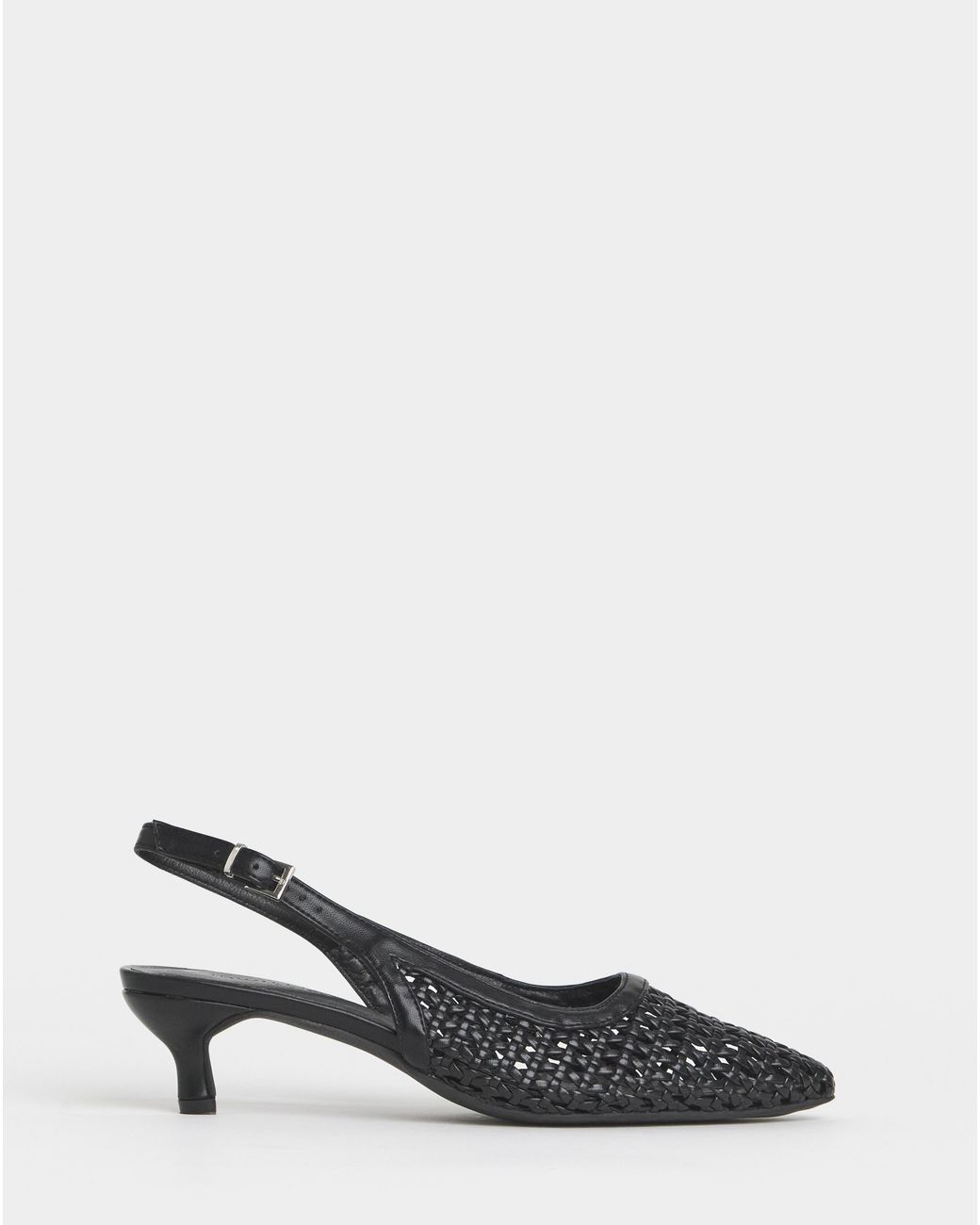 JD Williams White Woven Pointed Toe Slingbacks Ex Wide