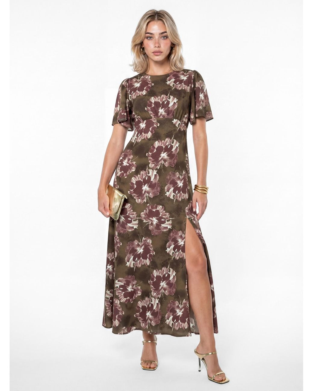 Lovedrobe White Floral Print Midaxi Dress