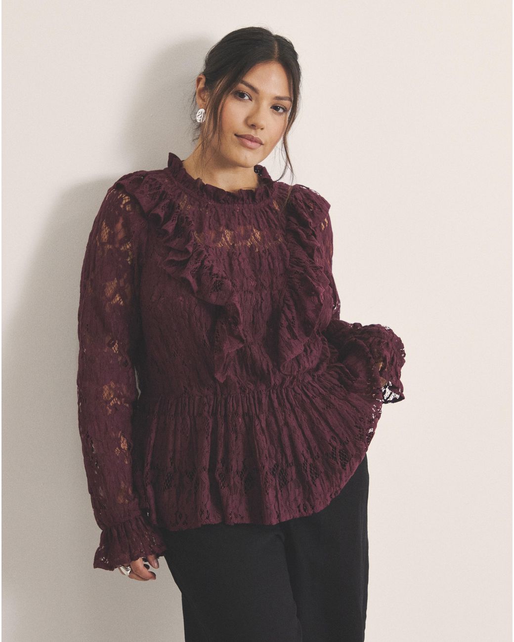 Simply Be Purple Lace Peplum Blouse
