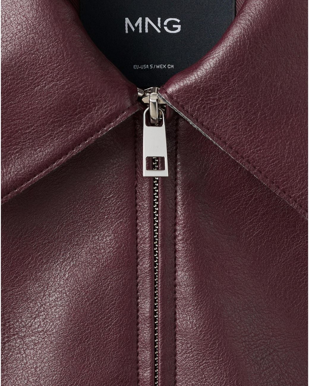 Mango Purple Faux Leather Zip-Up Jacket