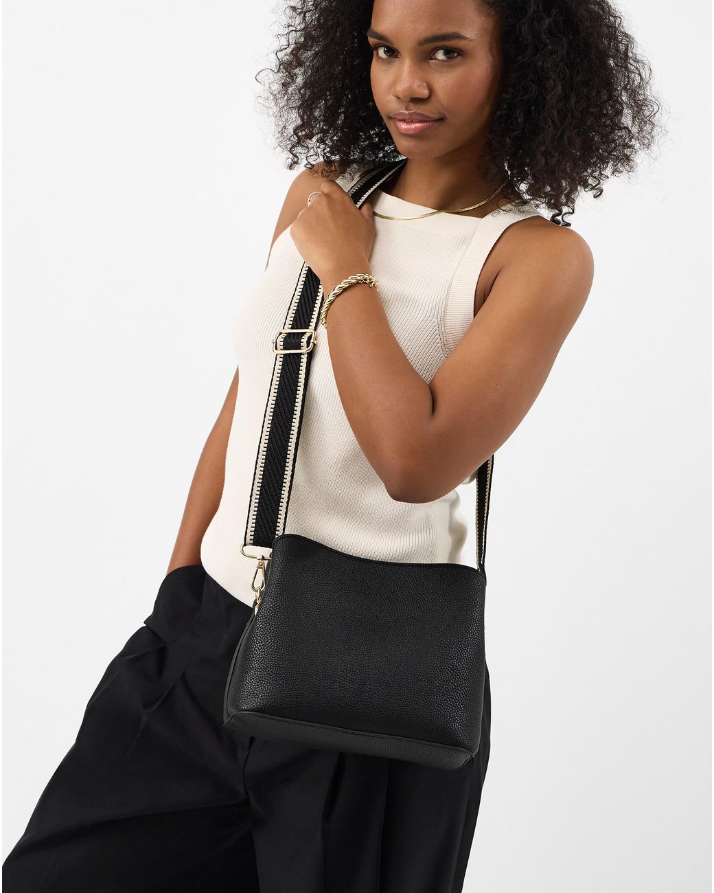 Accessorize Black Webbing Strap Crossbody Bag