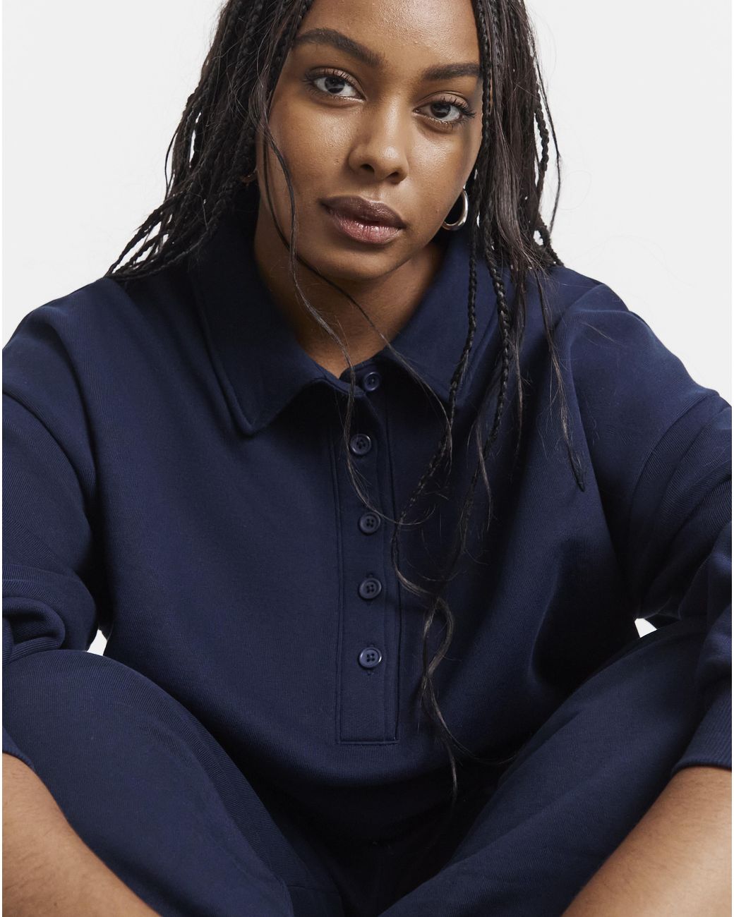 Simply Be Blue Polo Neck Sweatshirt