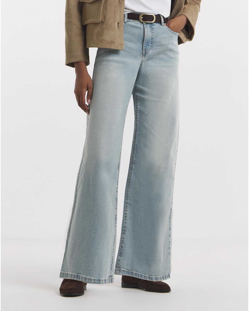 Simply Be Blue Light 24/7 Wide Leg Jeans