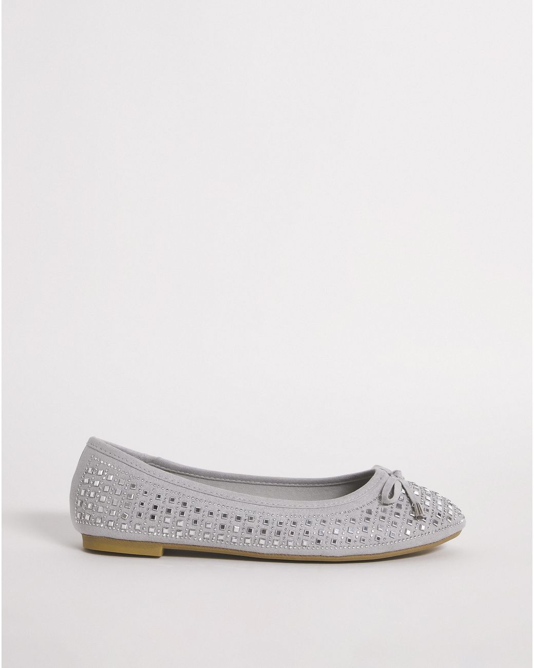 Simply Be White Embellished Ballerina Shoes Wide Fit