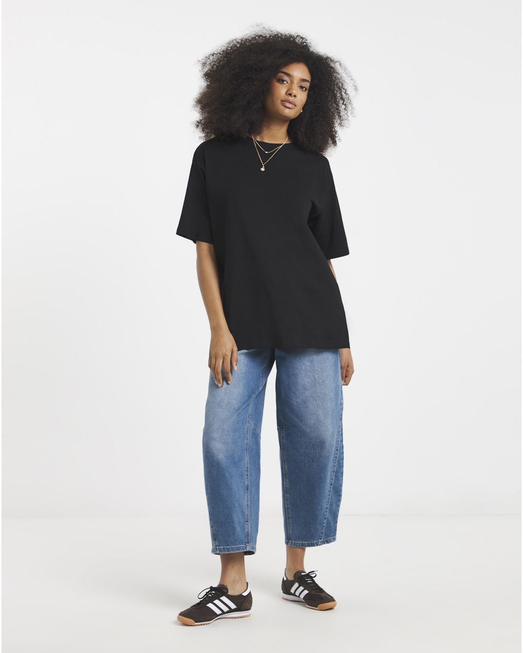 Simply Be Black Oversized Slouchy Crew Neck T-Shirt