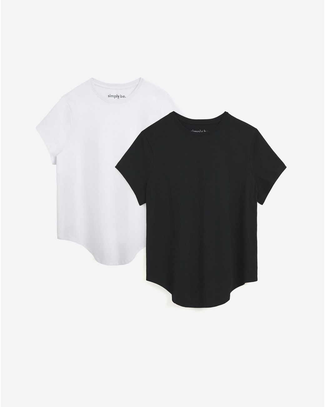Simply Be Black 2 Pack Curved Hem Longline T-Shirt