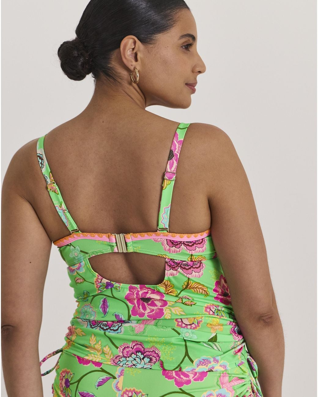Figleaves Green Bandeau Underwired Tankini Top