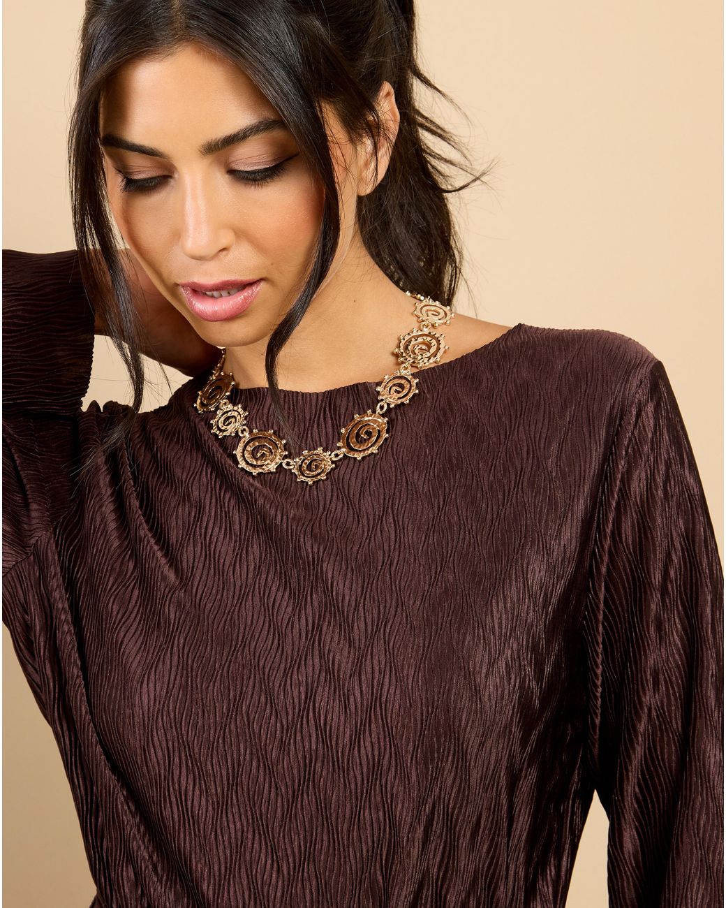 Little Mistress Natural Lm Plisse Top