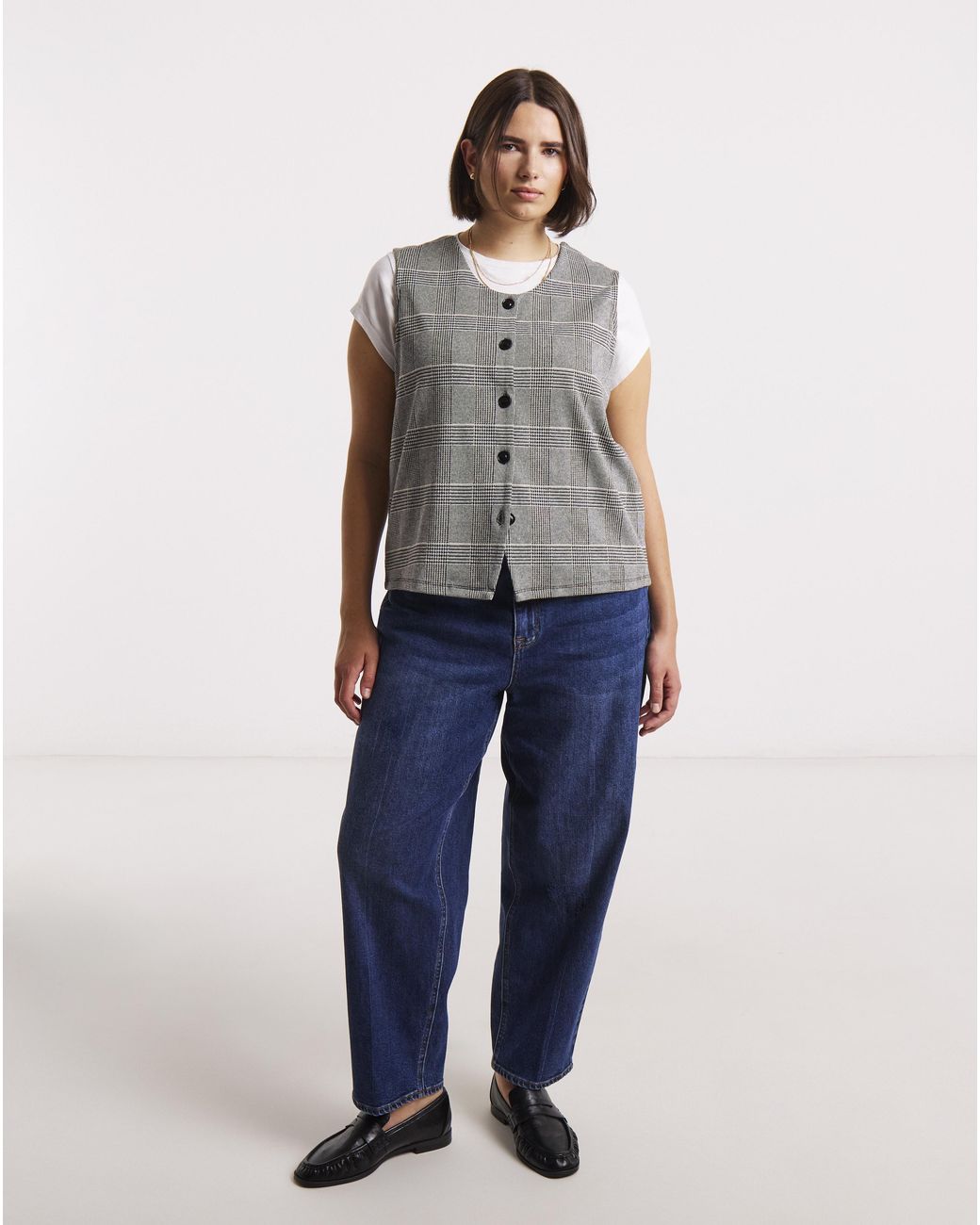 Simply Be Gray Button Through Jersey Waistcoat