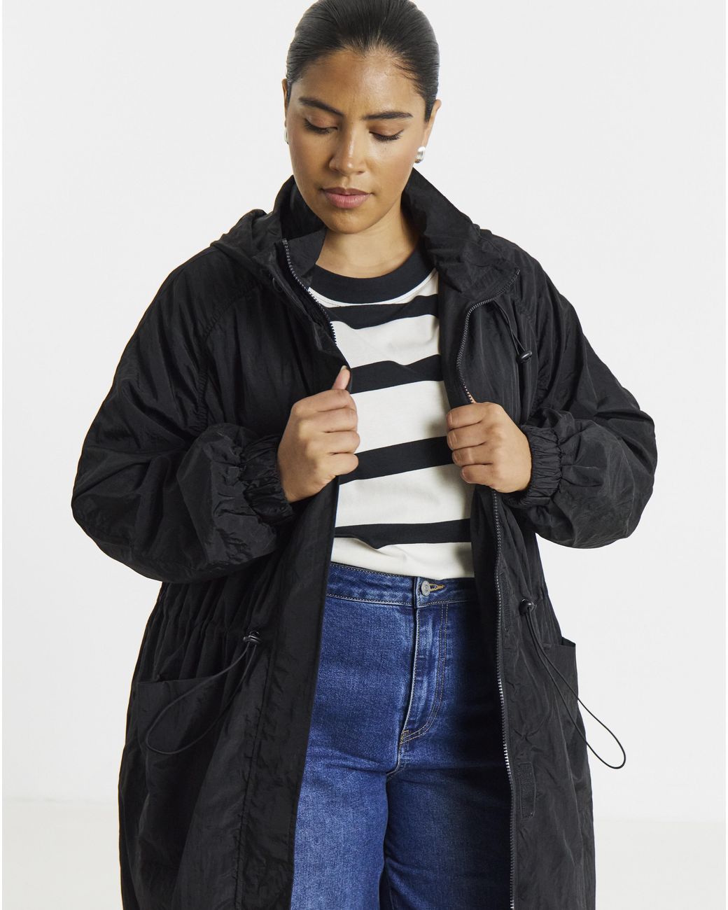 Simply Be Blue Pocket Detail Parachute Parka