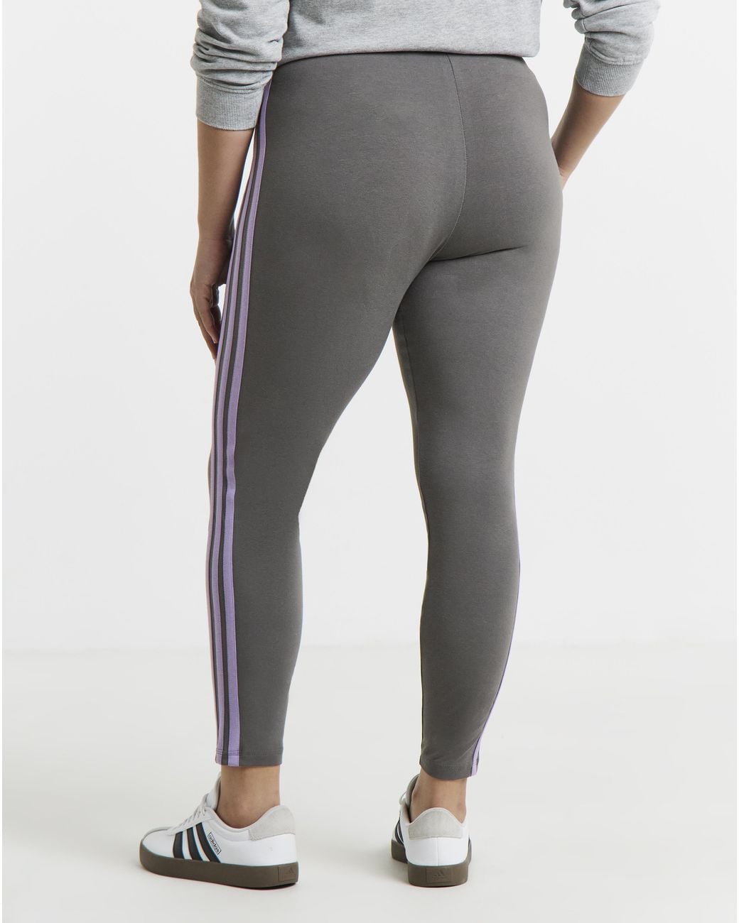 Adidas Gray Essentials 3-Stripes Leggings