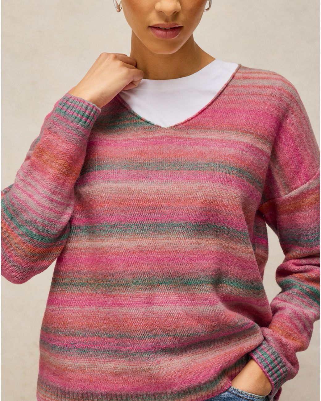White Stuff Pink Spacedye Jumper