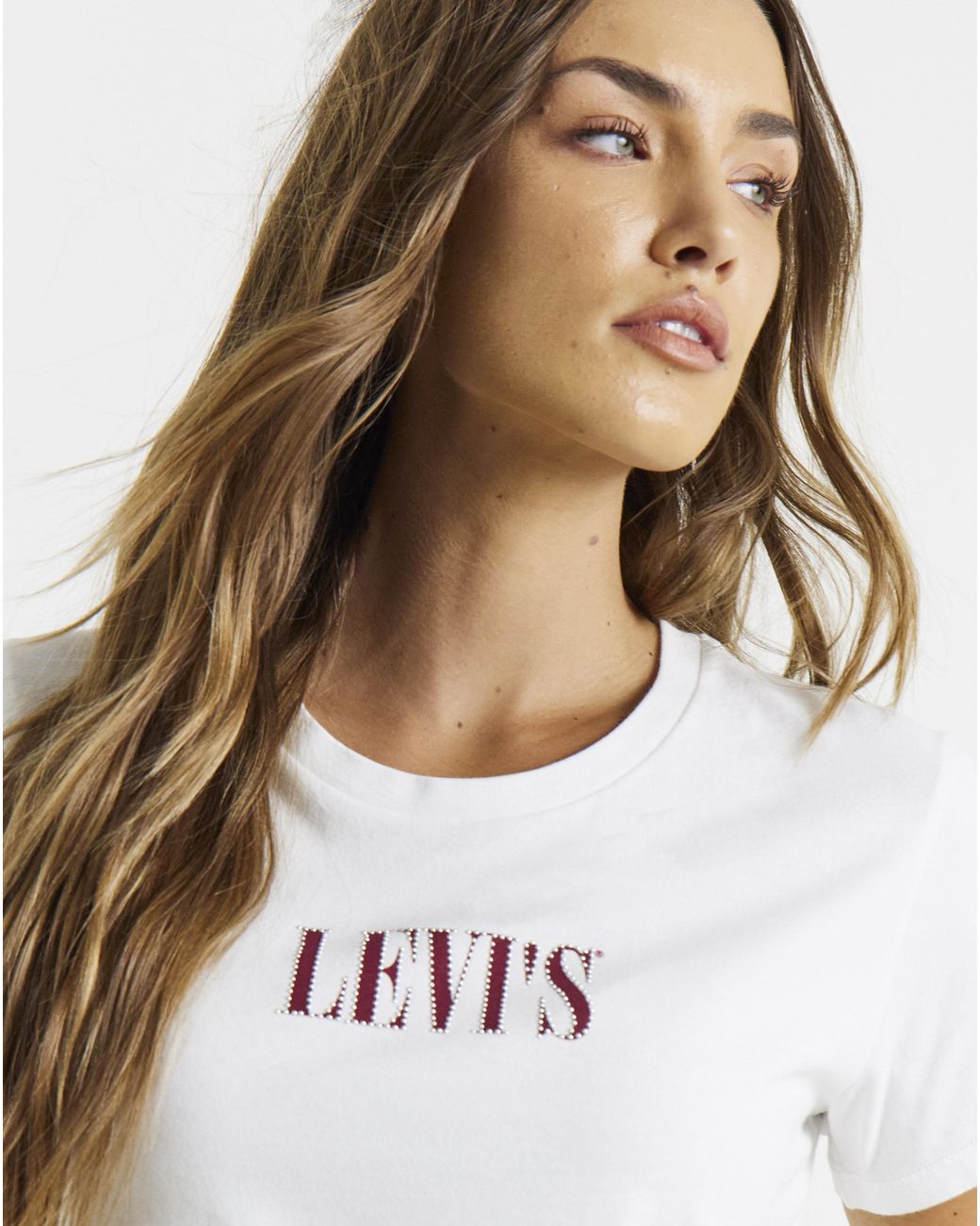 Levi's White The Perfect Tee Stud Logo