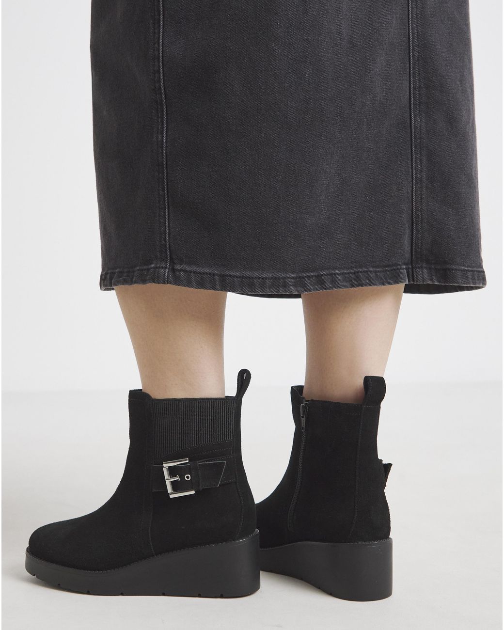 Simply Be Black Wedge Chelsea Boots Wide