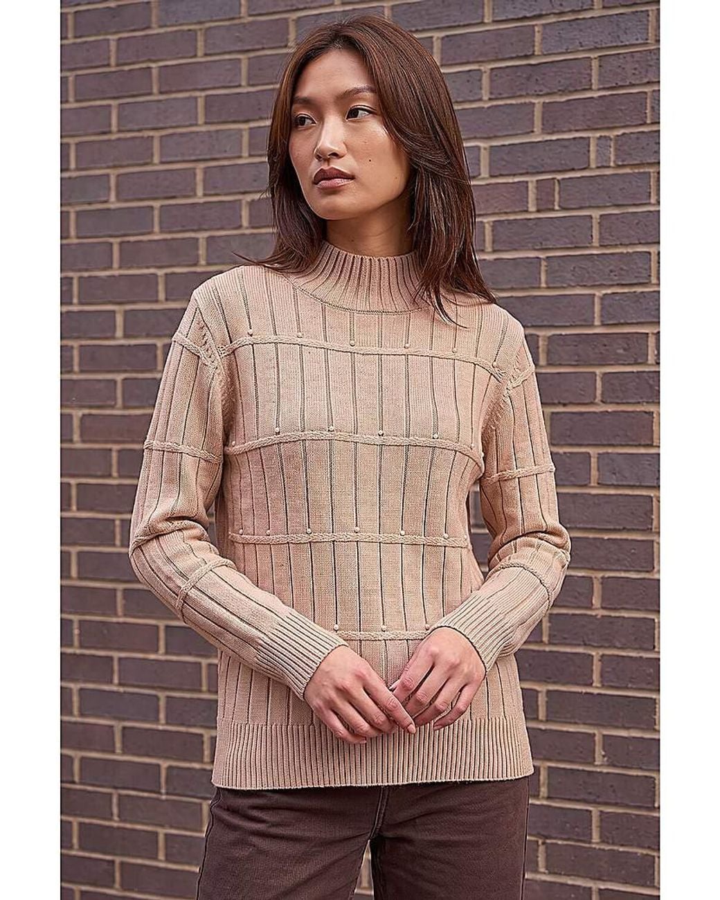 Roman Brown Roman Beaded Ribbed Knit Jumper