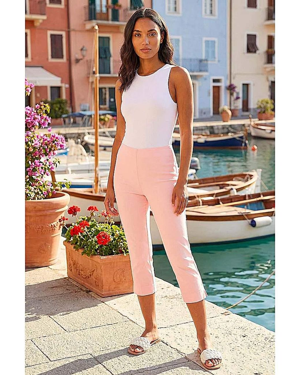 Roman Pink Roman Cropped Stretch Trouser