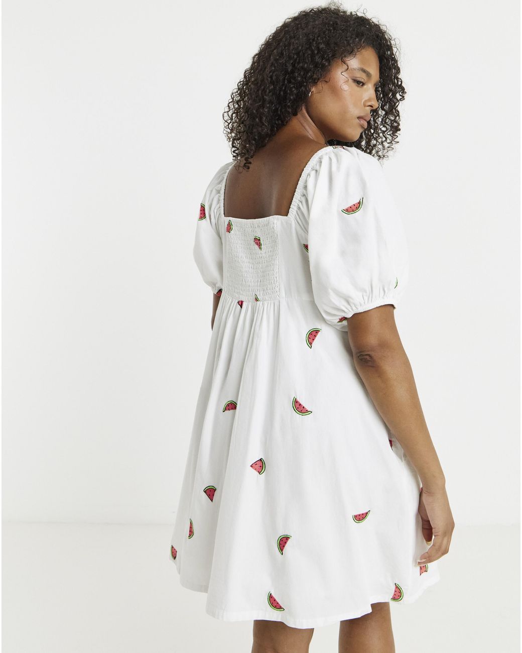 Simply Be White Embroidered Fruit Skater Dress
