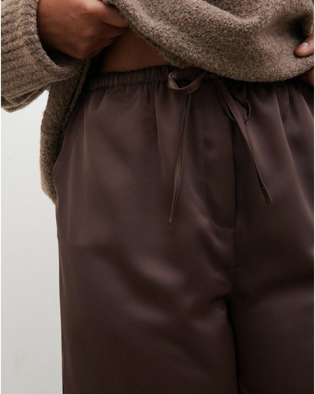 Pretty Lavish Brown Breya Satin Trousers