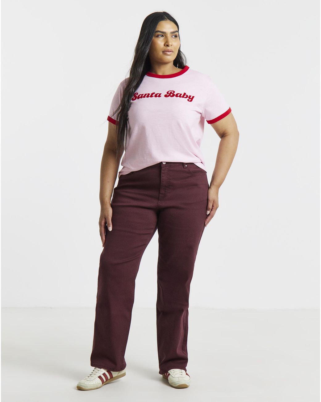 Simply Be Red Santa Baby Ringer Tee