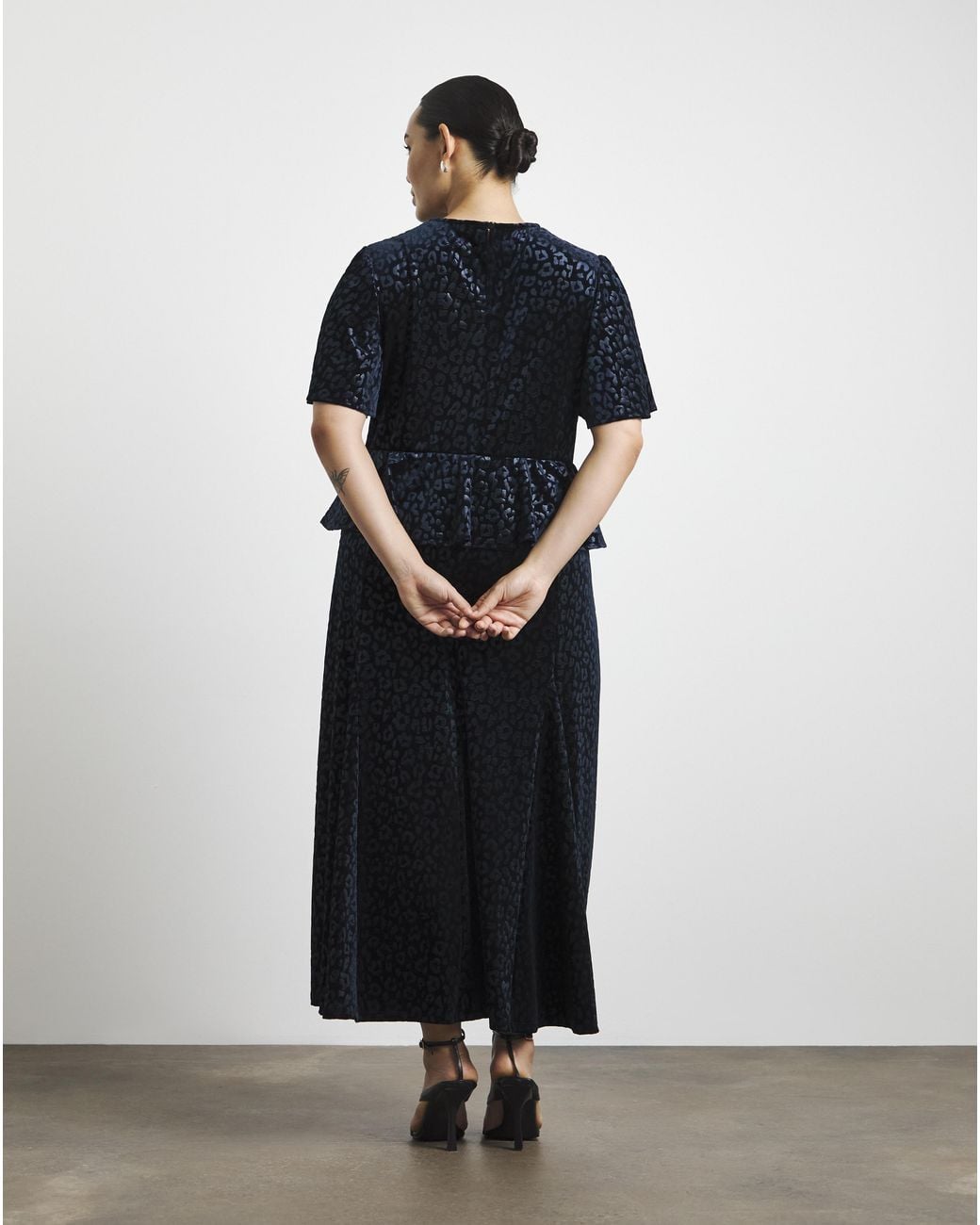 Joanna Hope Black Printed Ruffle Midi Dress