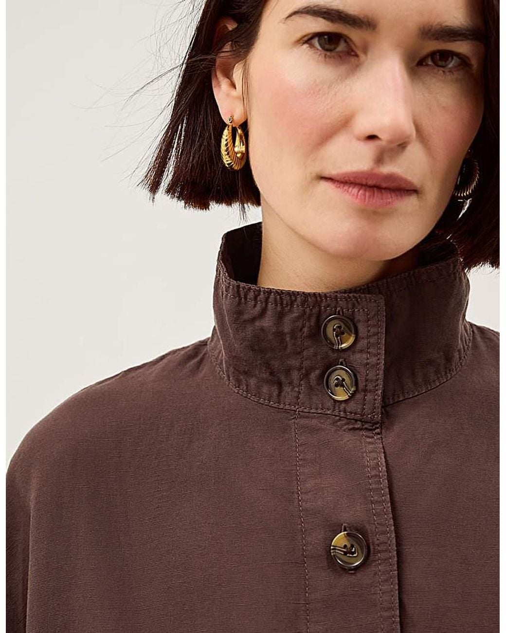 Monsoon Marie Linen Blend Jacket in Brown | Lyst UK
