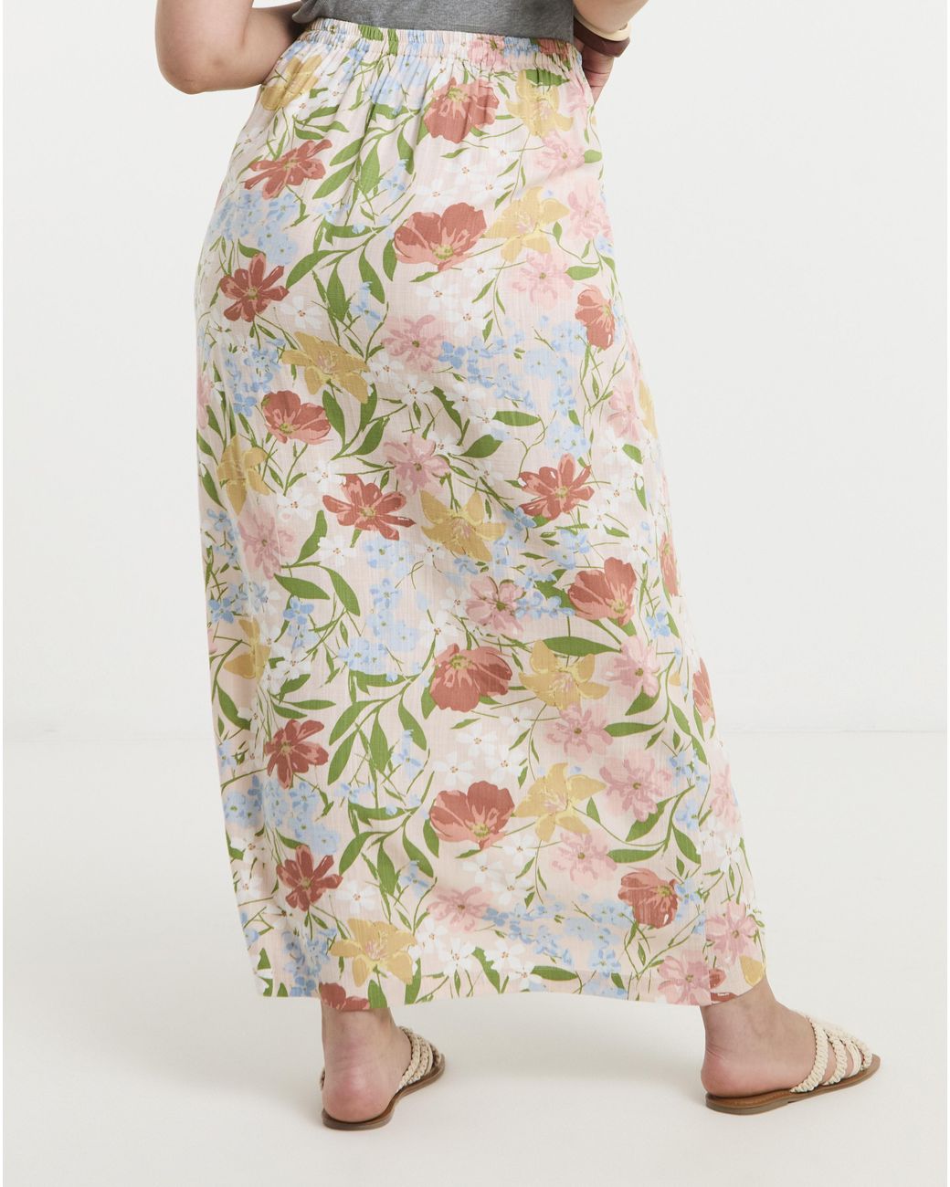 Simply Be Natural Linen Blend Wrap Midaxi Skirt