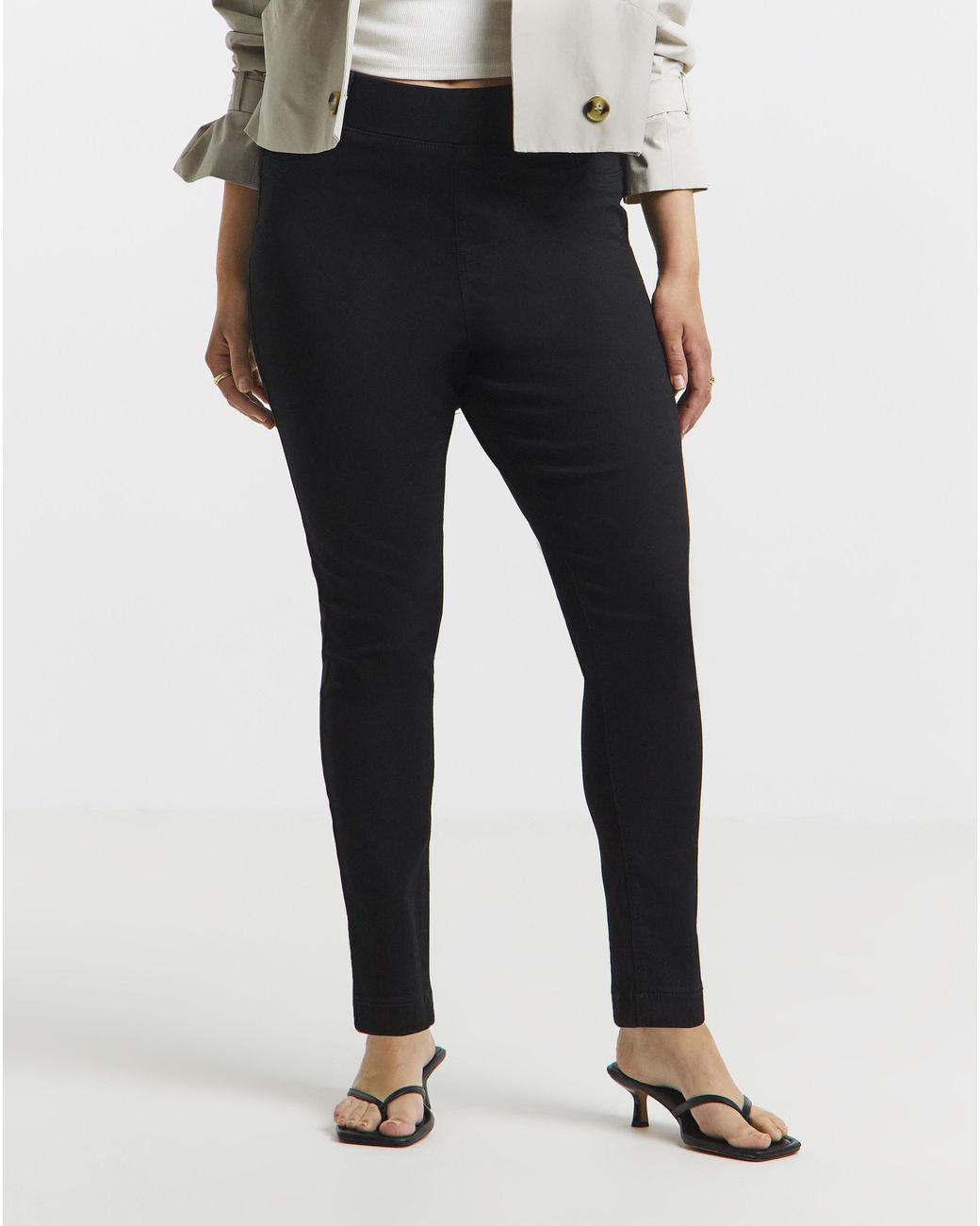 Simply Be White Skinny Pull On Jeggings