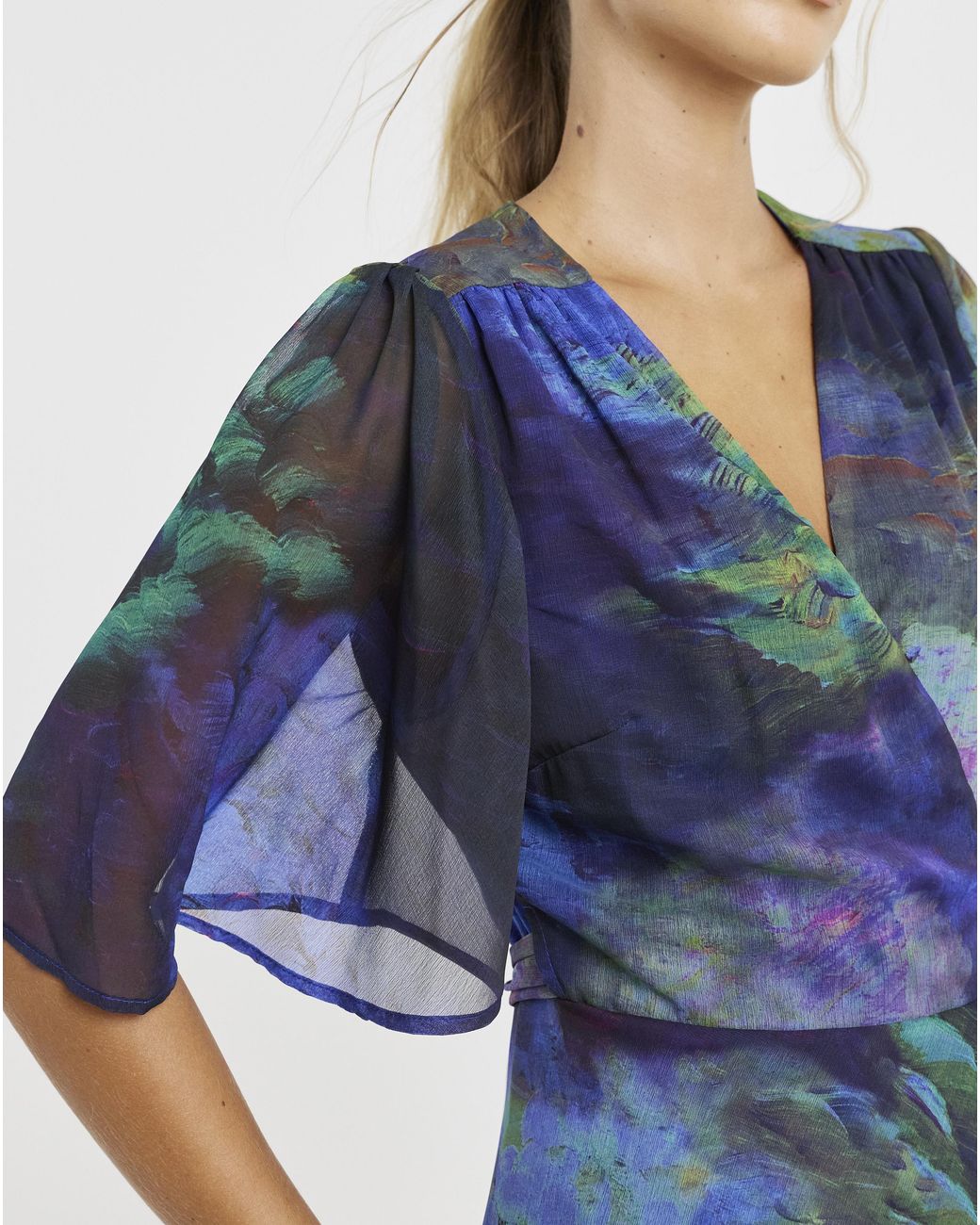 Hope & Ivy Blue Jacqueline Wrap Maxi Dress