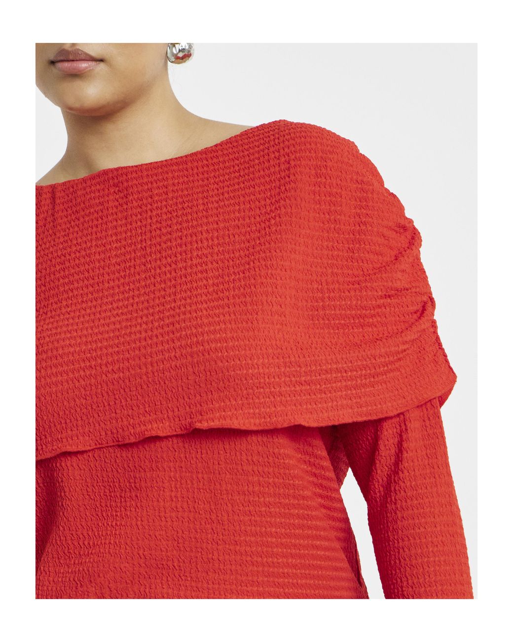 Simply Be Textured Slash Neck Top