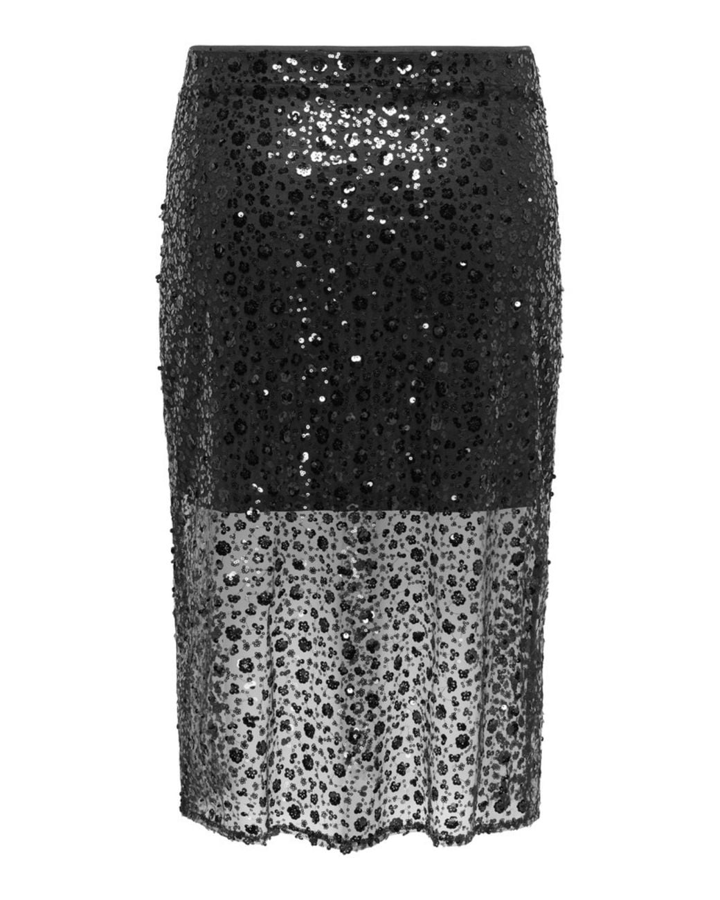 ONLY Black Sequin Midi Skirt