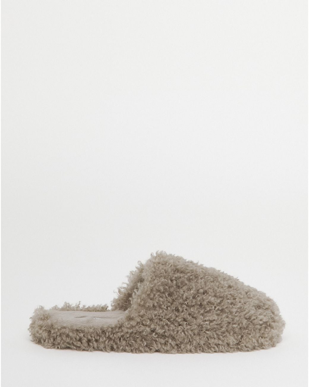Simply Be Gray Shaggy Mule Slipper Wide