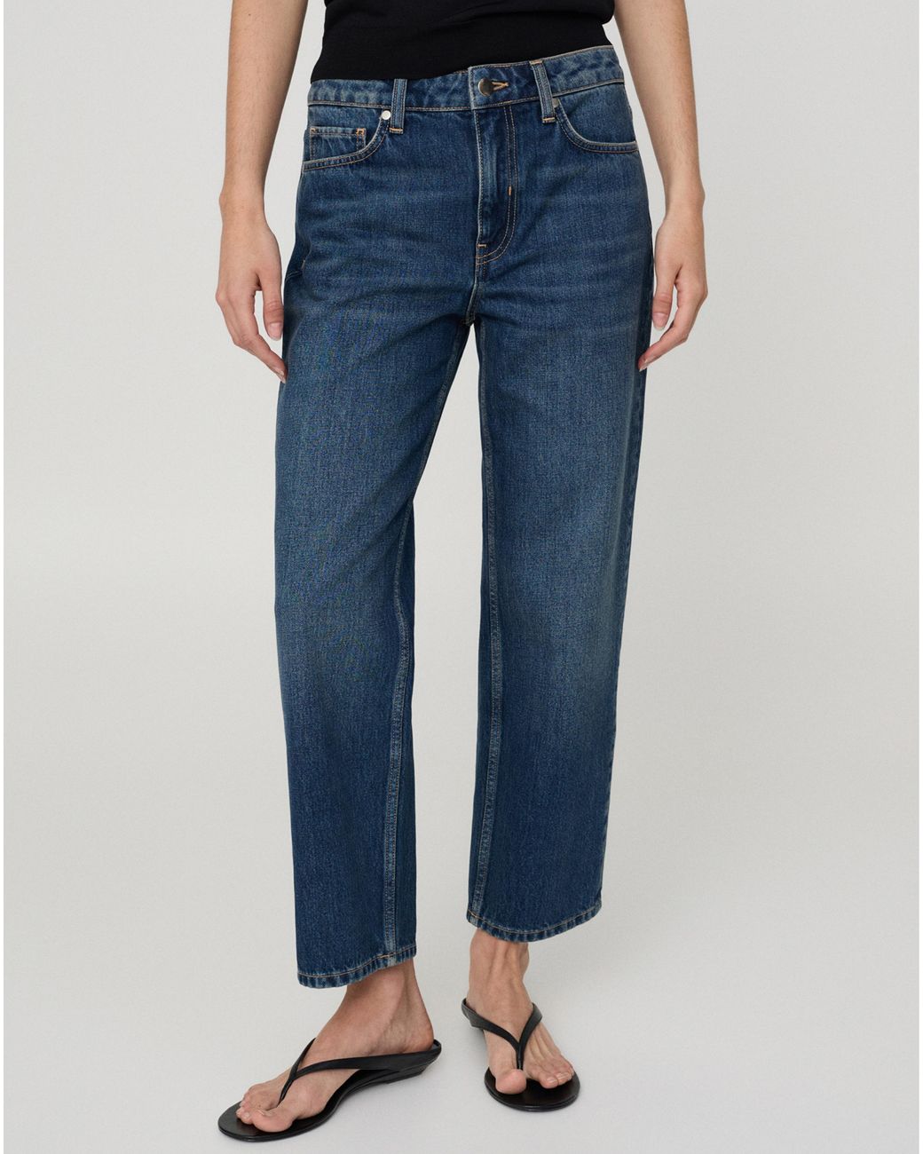 Mango Blue Mid Rise Straight Jeans