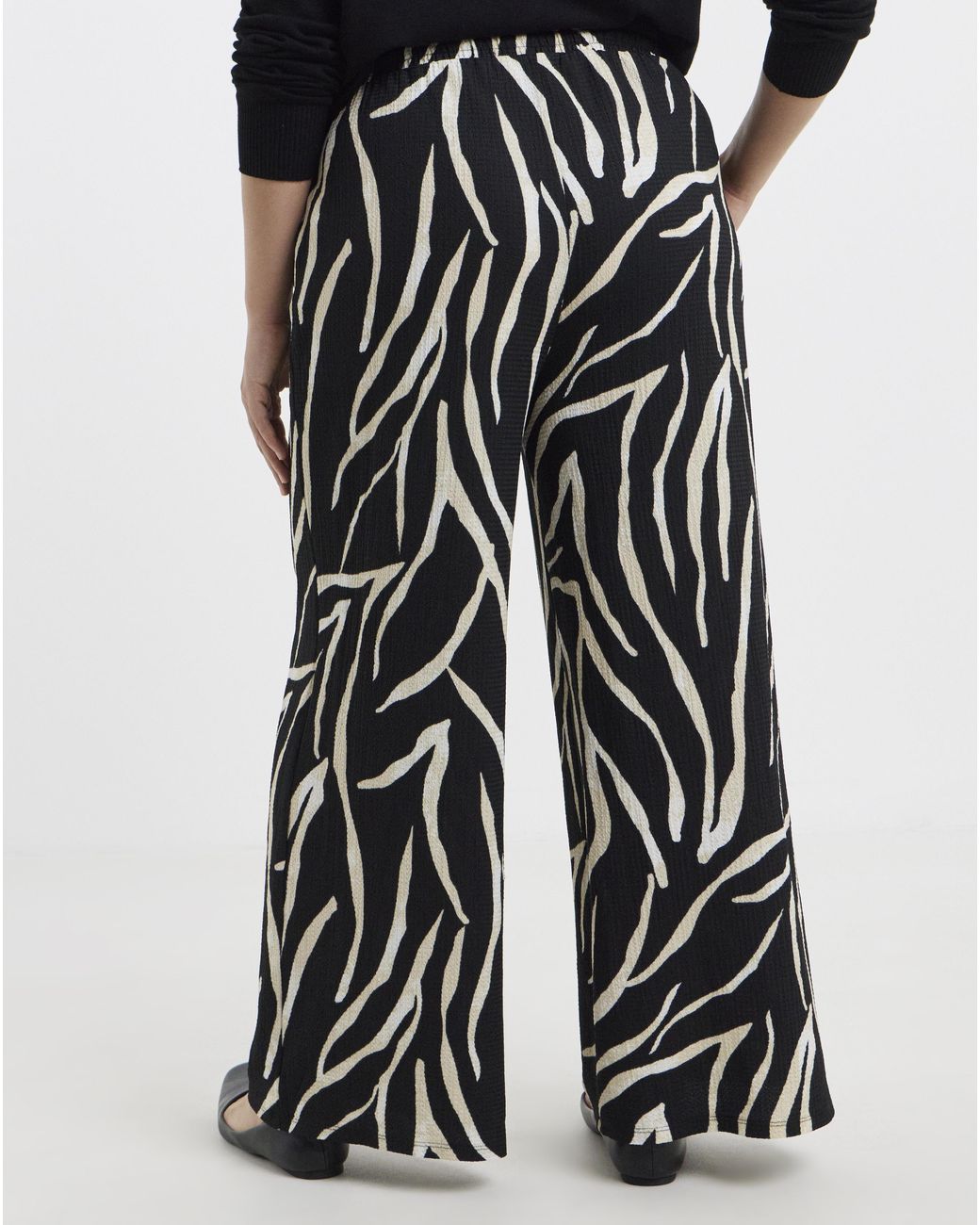 Simply Be Blue Zebra Textured Waffle Wide Leg Trouser