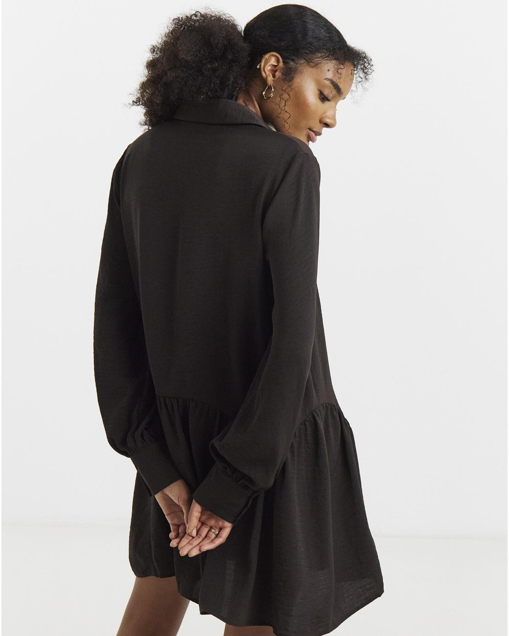 Simply Be Black Drop Hem Shirt Dress