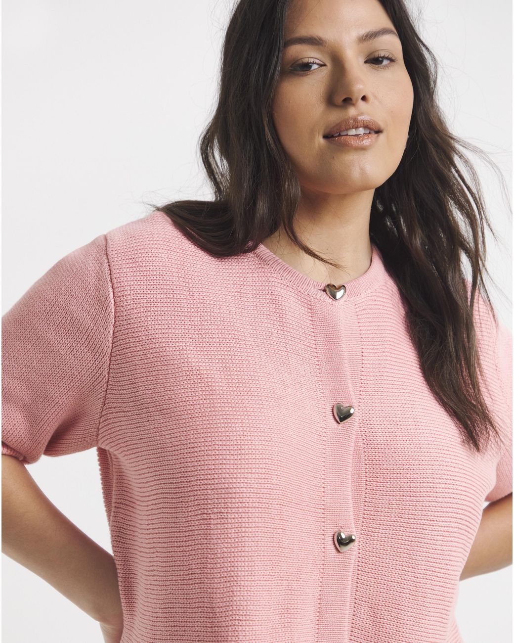 Simply Be Pink Short Sleeve Peplum Cardigan