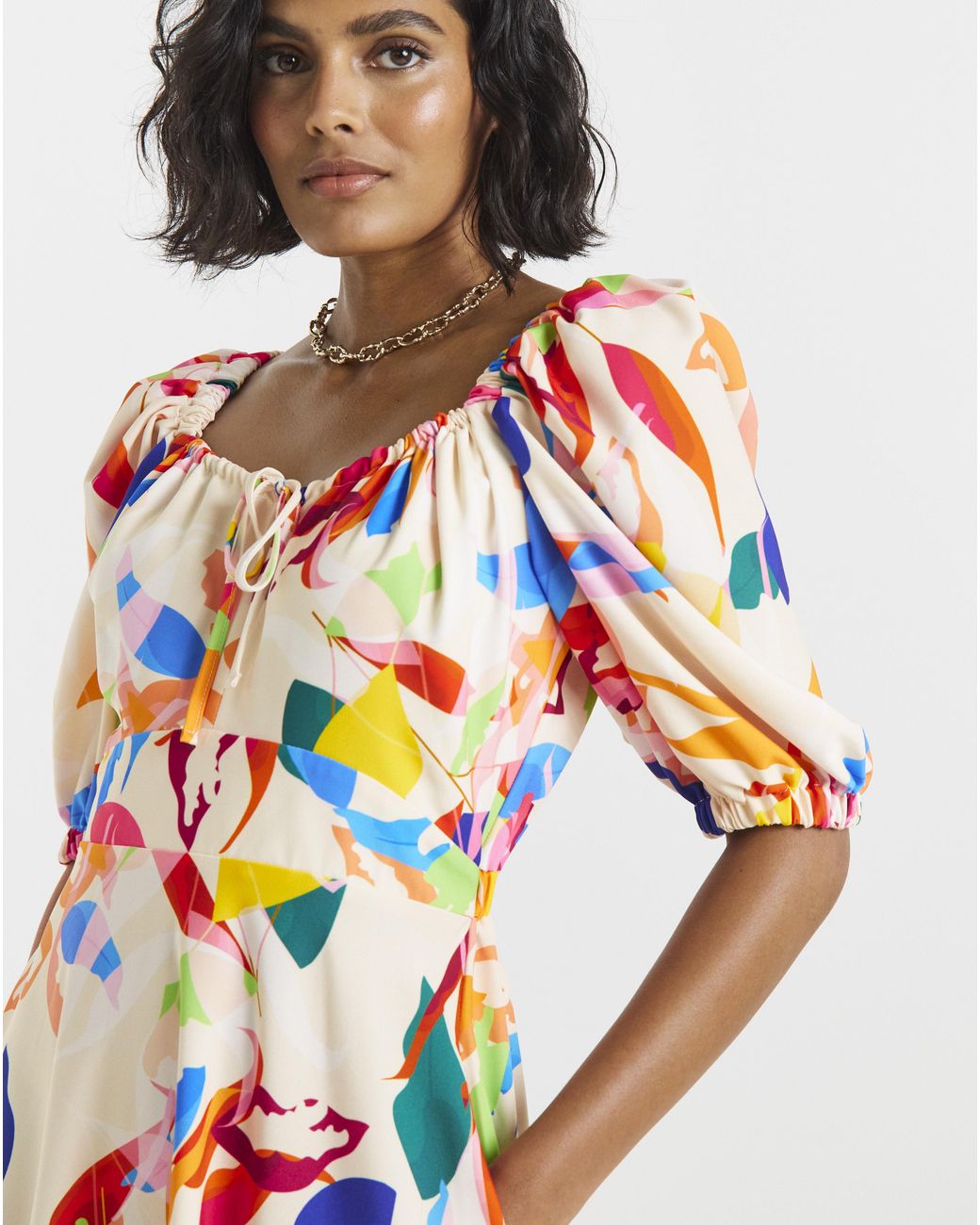Twisted Wunder White Tropical Midaxi Dress