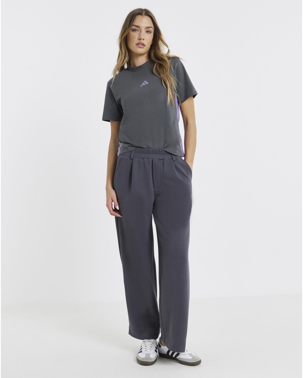 Adidas Gray Essentials 3-Stripes T-Shirt