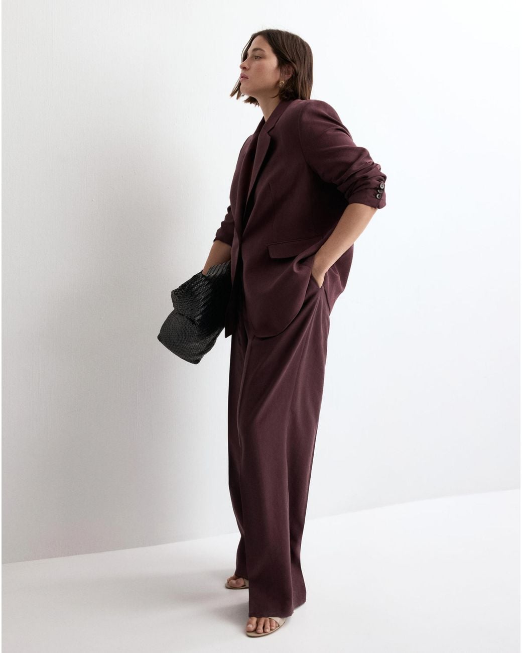 Mango White Veronica Low-Rise Lyocell Trousers