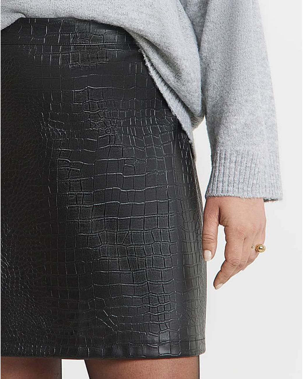 Simply Be White Croc Pu Mini Skirt