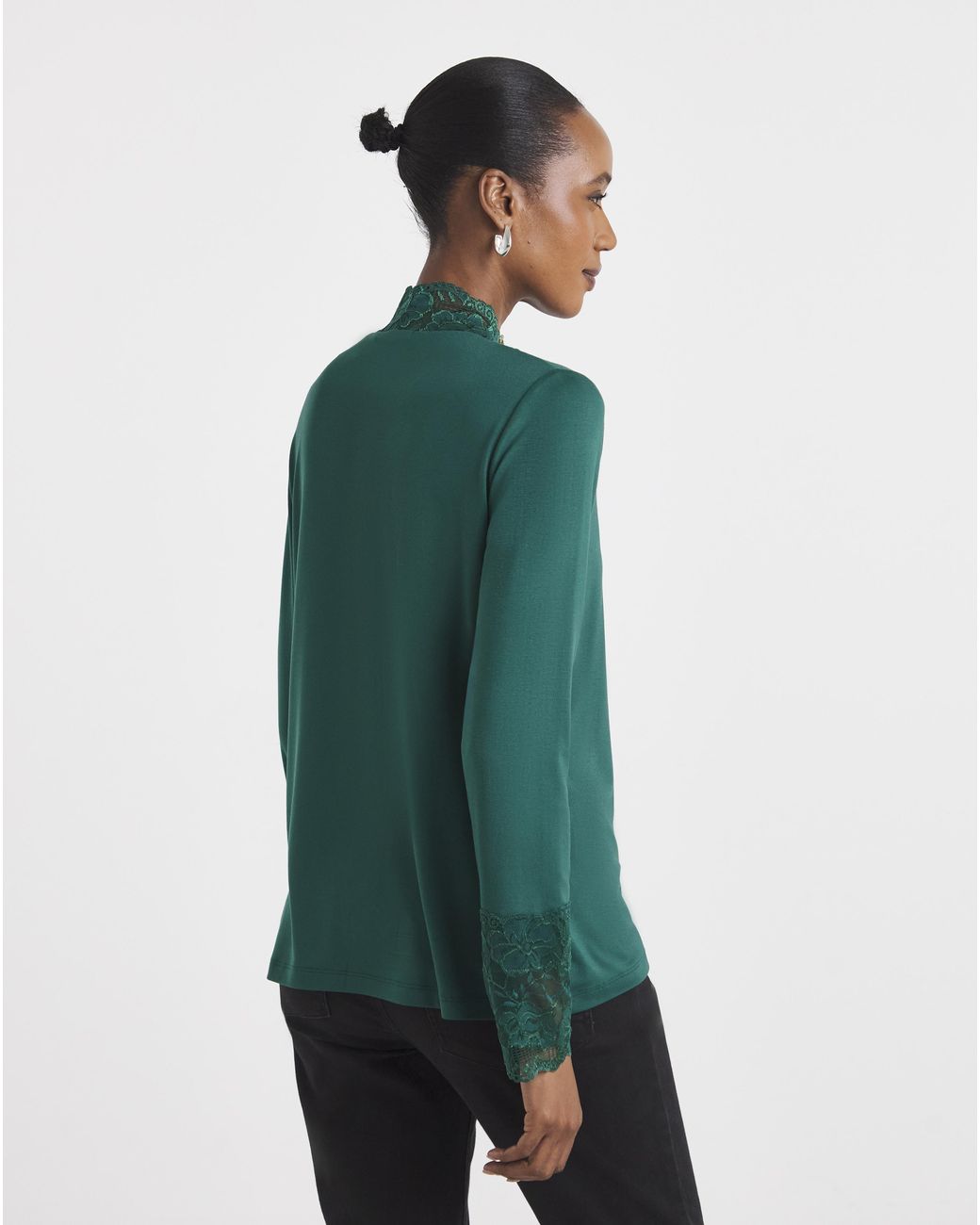 Joe Browns Green Darcie Lace High Neck Top