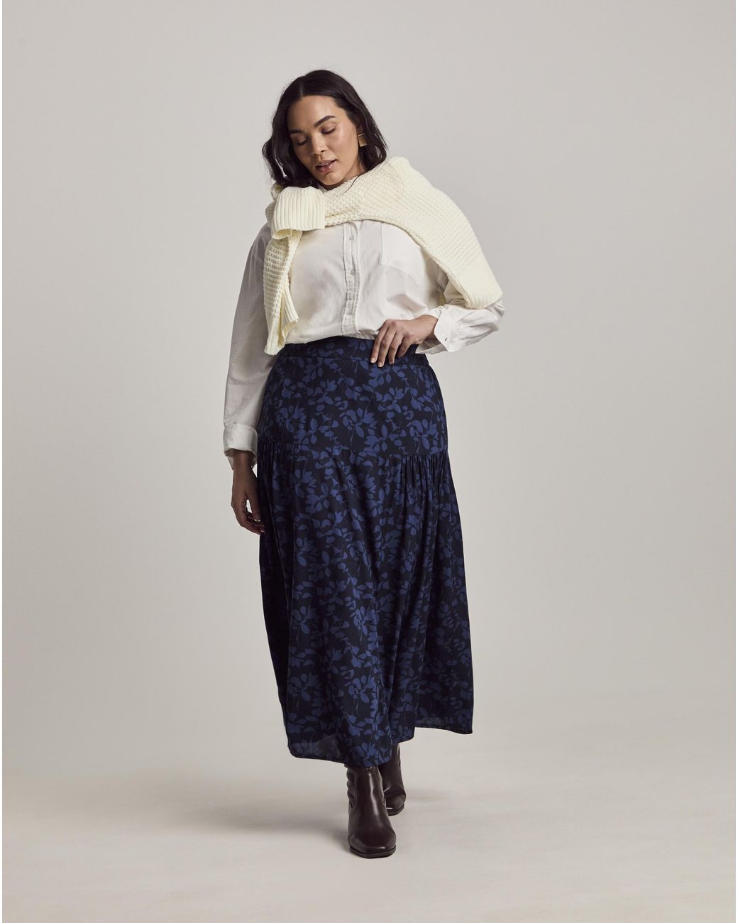 Julipa Blue Printed Maxi Skirt