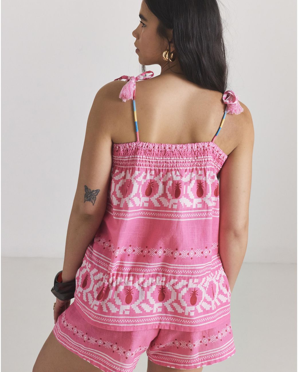Beach To Beach Pink Cotton Top And Short Beach Co-Ord Set